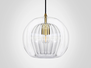 PLEATED CRYSTAL CLEAR - LED handmade Borosilicate glass pendant lamp _ Marc Wood Studio